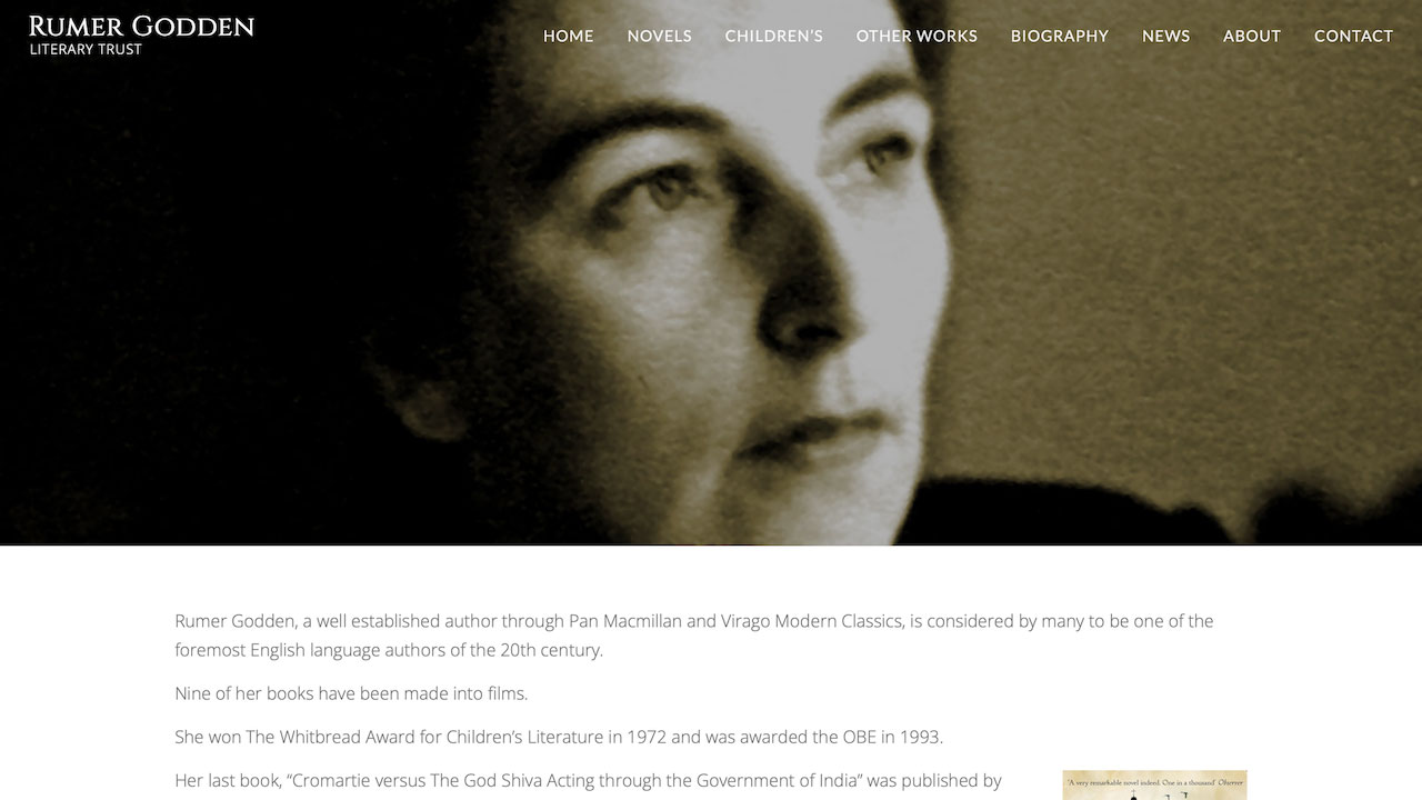 Rumer Godden Literary Trust web design